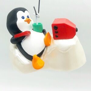 Polar TV 1990 Hallmark Ornament Penguin with Television
